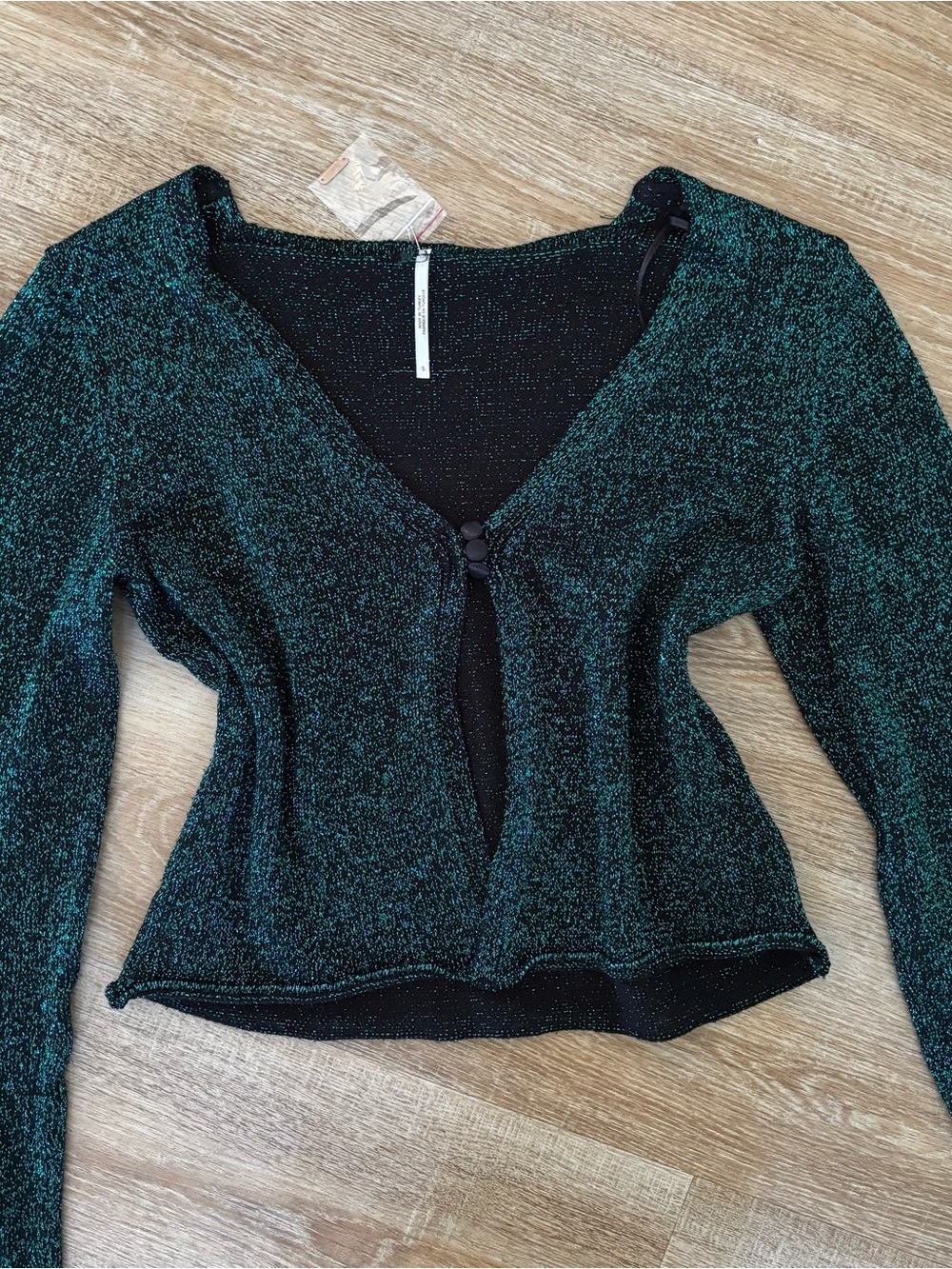 Free People Green Metallic Knit Cardigan - Picture 2 of 4